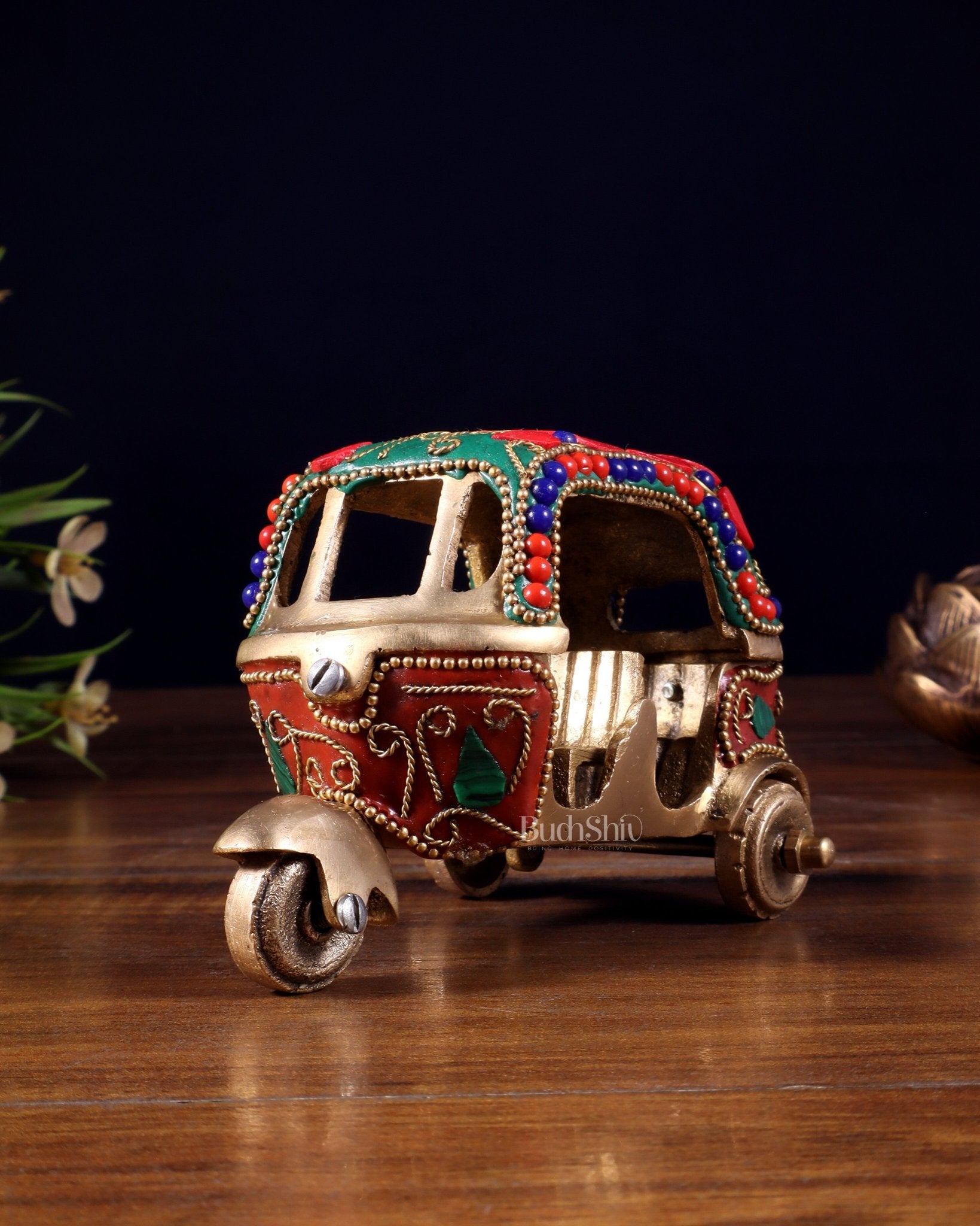 Pure Brass Auto Rickshaw Showpiece – Indian Souvenir Gift - Budhshiv.com