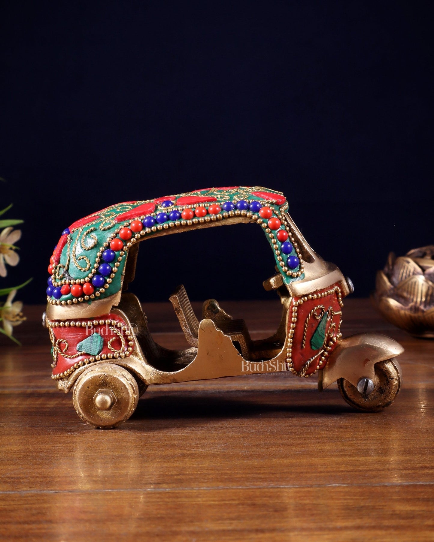 Pure Brass Auto Rickshaw Showpiece – Indian Souvenir Gift - Budhshiv.com