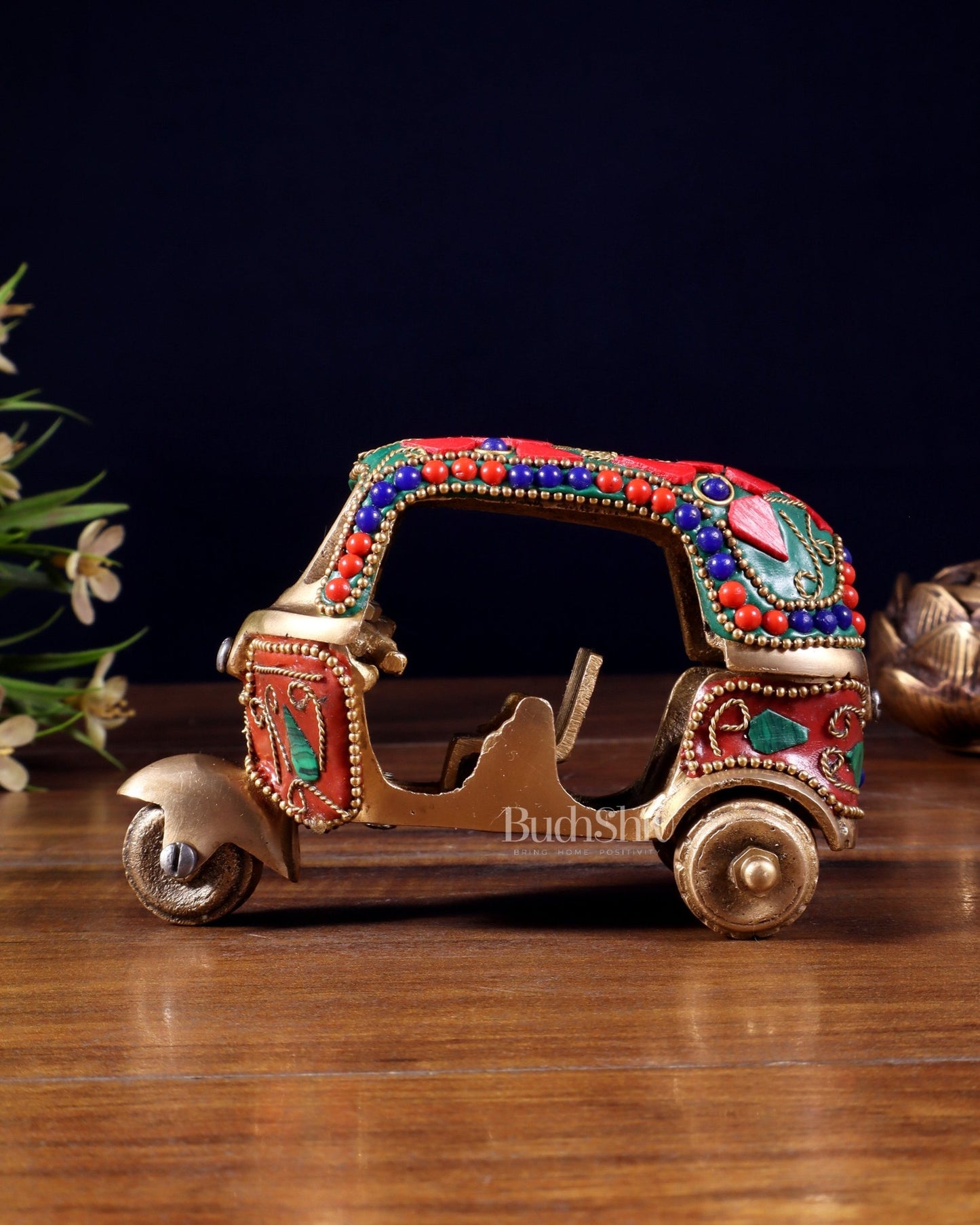 Pure Brass Auto Rickshaw Showpiece – Indian Souvenir Gift - Budhshiv.com