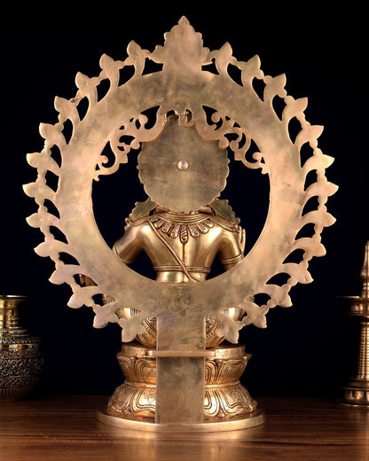 Pure Brass Ayyappa Swamy Statue with Prabhavali 23.5 inch - Budhshiv.com