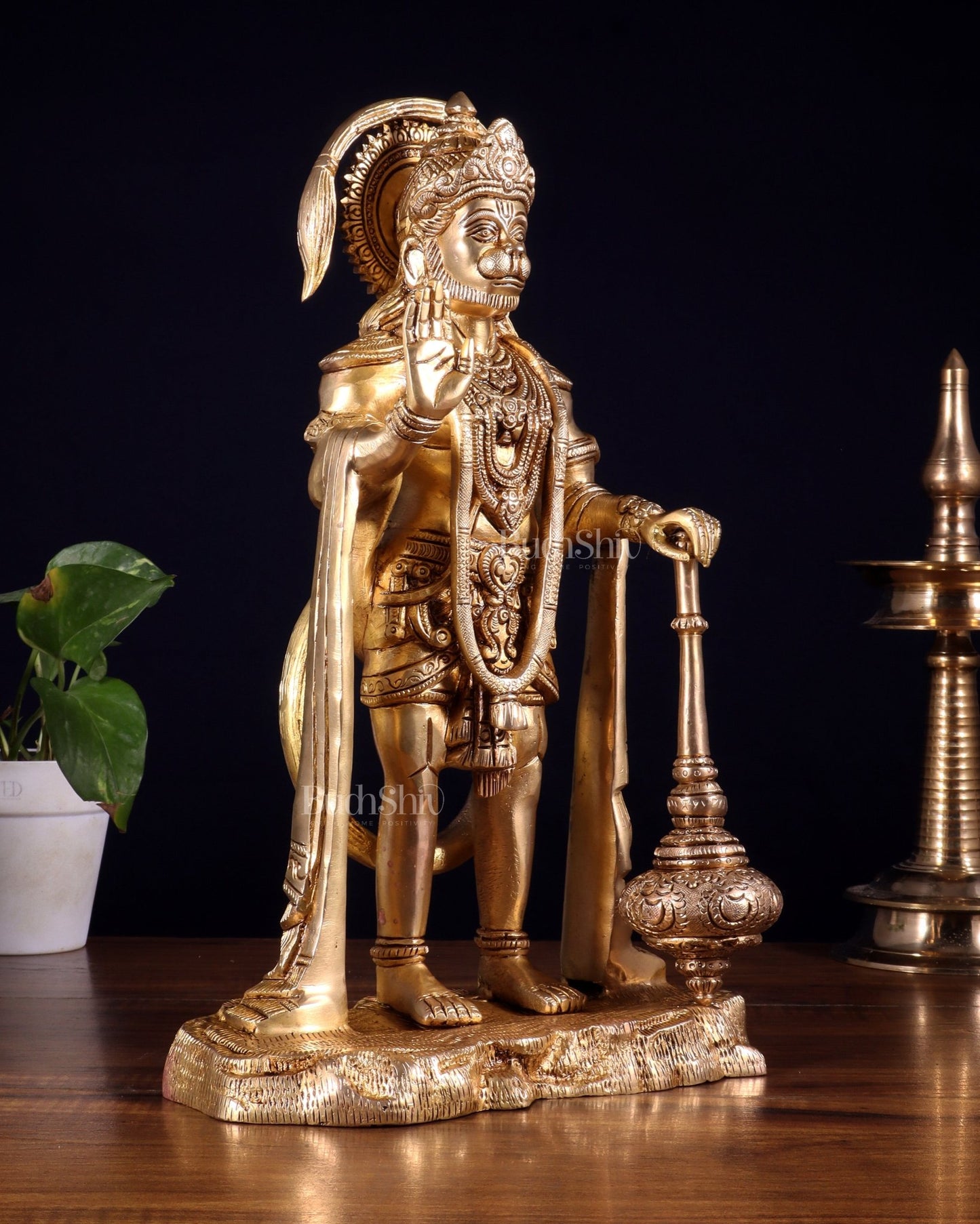 Pure Brass Bahubali Hanuman Standing Statue – 14 Inch - Budhshiv.com