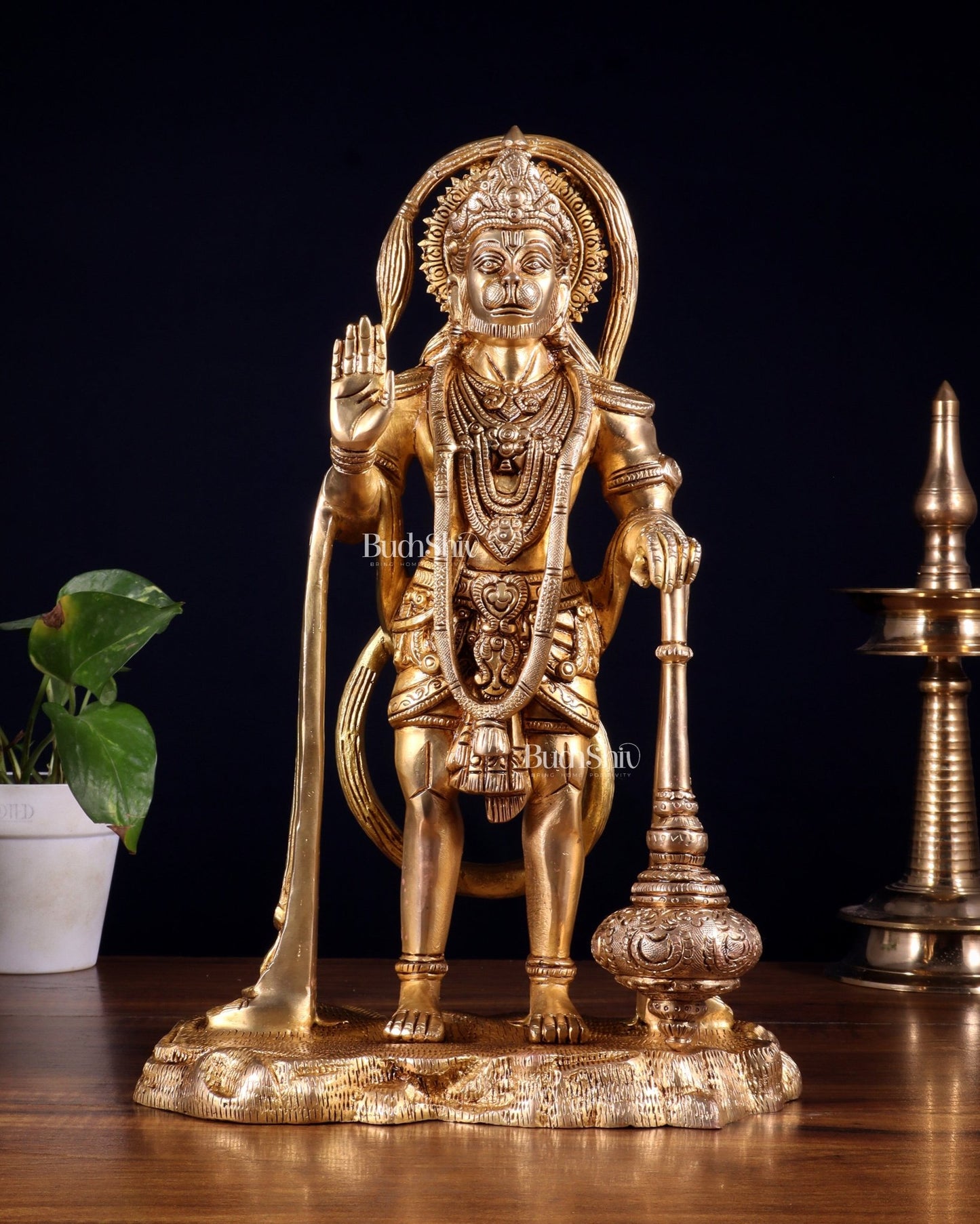 Pure Brass Bahubali Hanuman Standing Statue – 14 Inch - Budhshiv.com