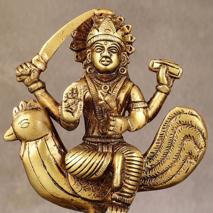 Pure Brass Bahuchar Mata Sitting on Hen Idol - 5" - Budhshiv.com