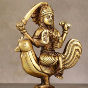 Pure Brass Bahuchar Mata Sitting on Hen Idol - 5" - Budhshiv.com