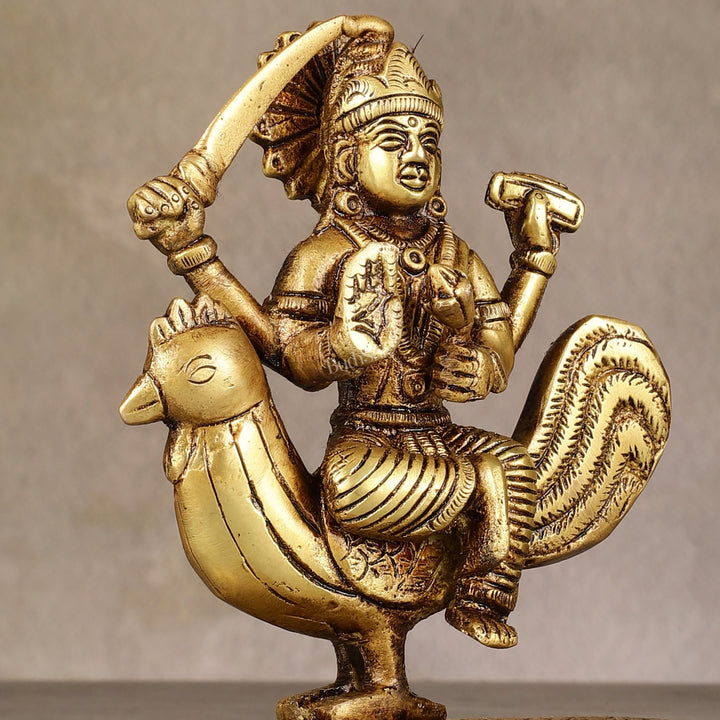 Pure Brass Bahuchar Mata Sitting on Hen Idol - 5" - Budhshiv.com