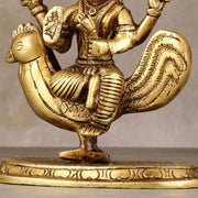 Pure Brass Bahuchar Mata Sitting on Hen Idol - 5" - Budhshiv.com
