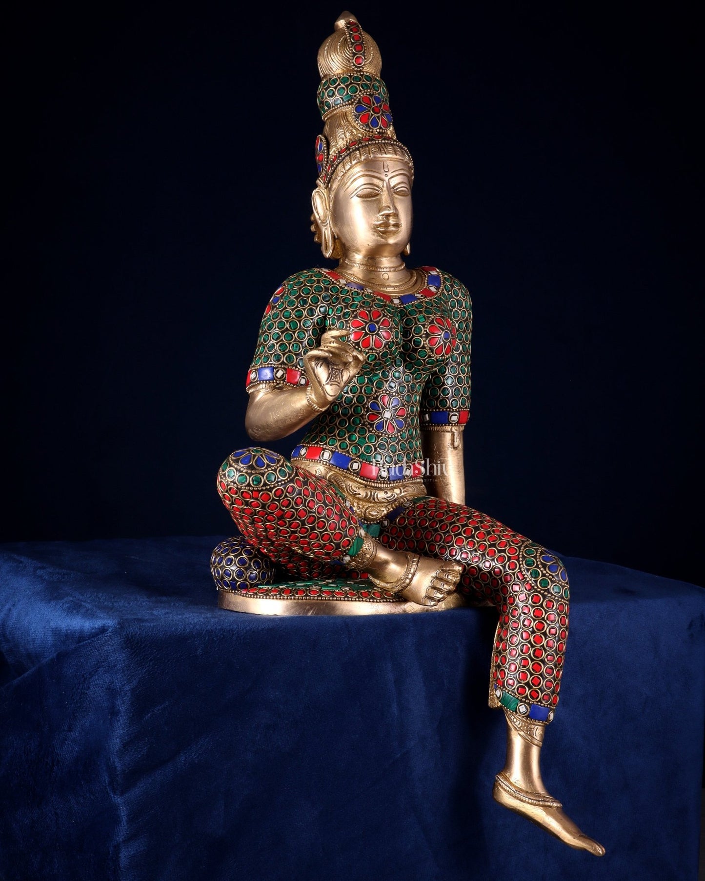 Pure Brass Bhoga Shakti Goddess Uma Parvati Sculpture – meenakari (Without Base) 18" - Budhshiv.com