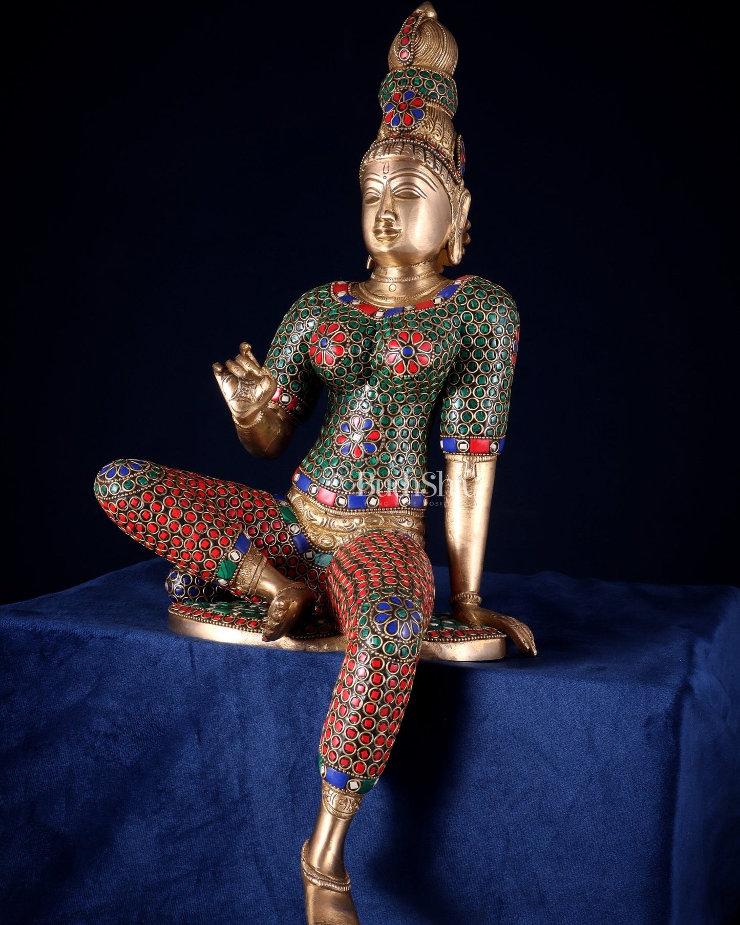 Pure Brass Bhoga Shakti Goddess Uma Parvati Sculpture – meenakari (Without Base) 18" - Budhshiv.com