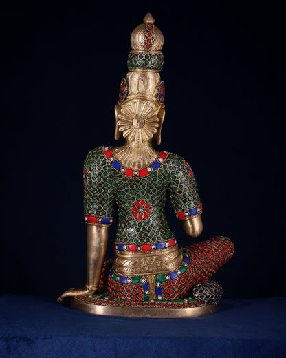 Pure Brass Bhoga Shakti Goddess Uma Parvati Sculpture – meenakari (Without Base) 18" - Budhshiv.com