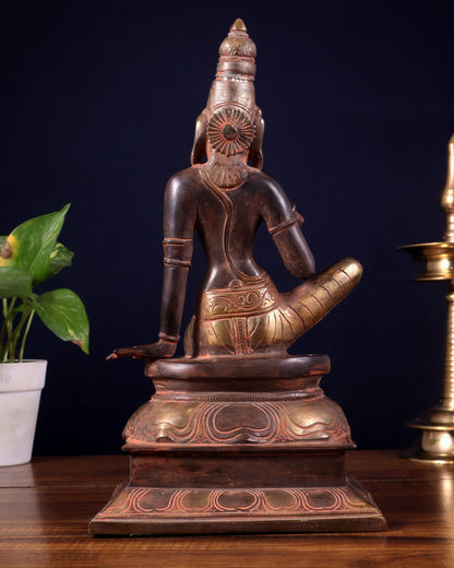 Pure Brass Bhoga Shakti Seated Parvati Idol - 12" - Budhshiv.com