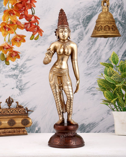 Pure Brass Bhoga Shakti Standing Uma Parvati Idol 18 inch Dual tone - Budhshiv.com