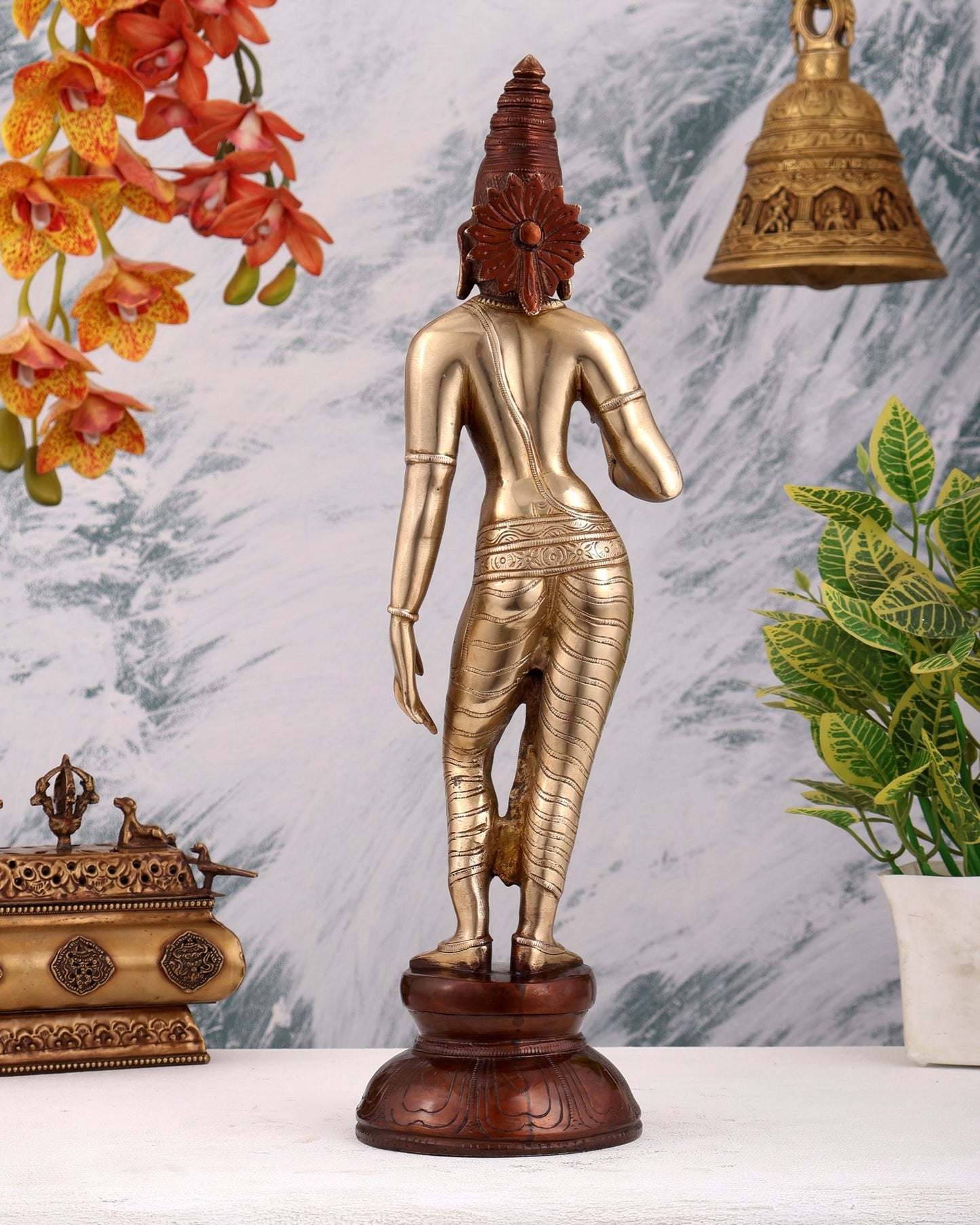 Pure Brass Bhoga Shakti Standing Uma Parvati Idol 18 inch Dual tone - Budhshiv.com
