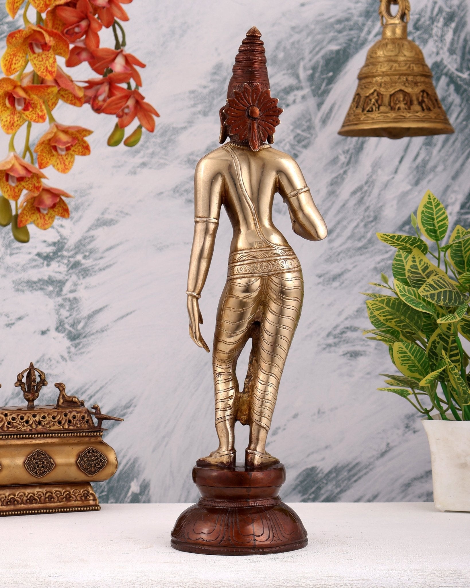 Pure Brass Bhoga Shakti Standing Uma Parvati Idol 18 inch Dual tone - Budhshiv.com