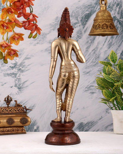 Pure Brass Bhoga Shakti Standing Uma Parvati Idol 18 inch Dual tone - Budhshiv.com