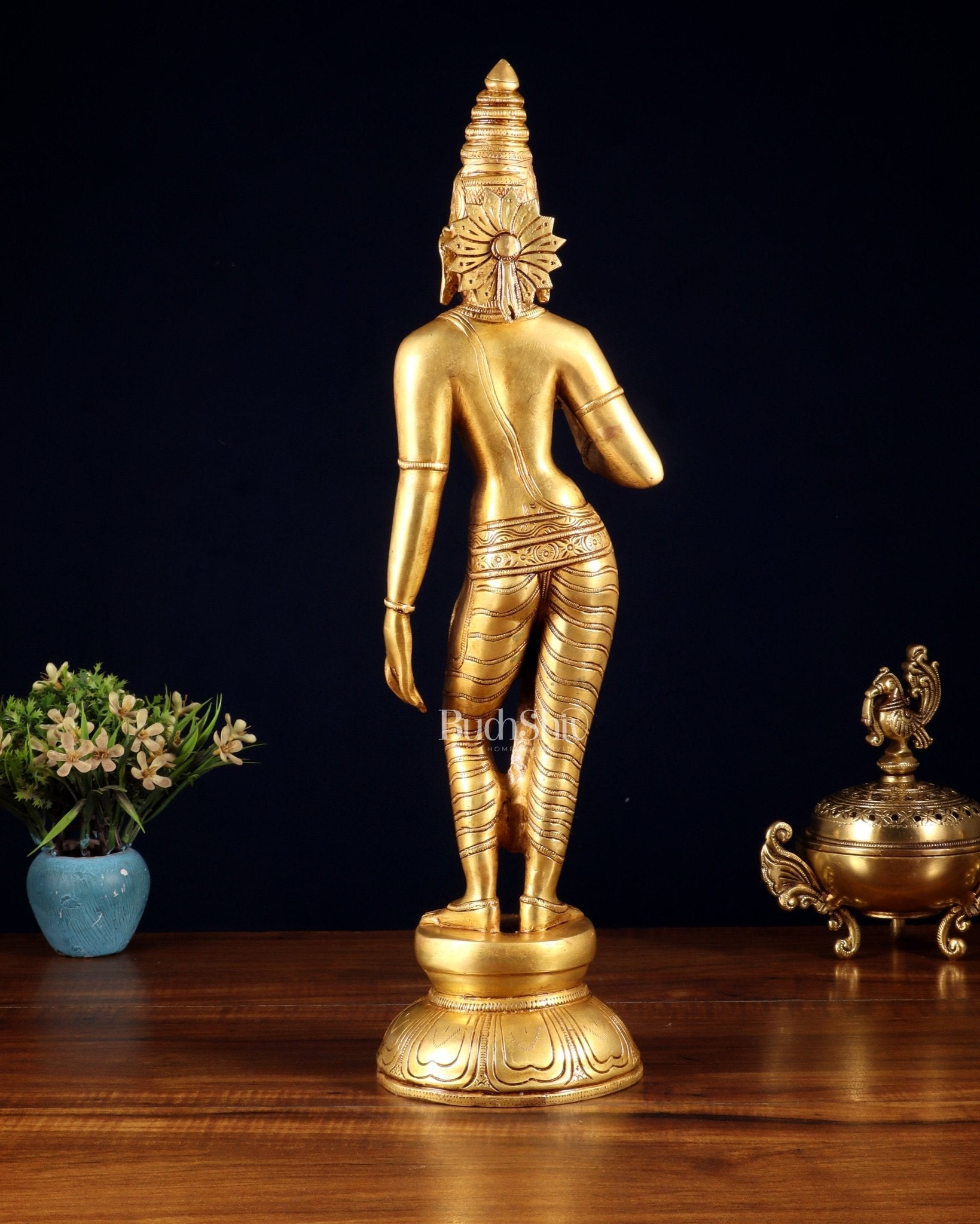 Pure Brass Bhoga Shakti Standing Uma Parvati Idol 18 inch - Budhshiv.com