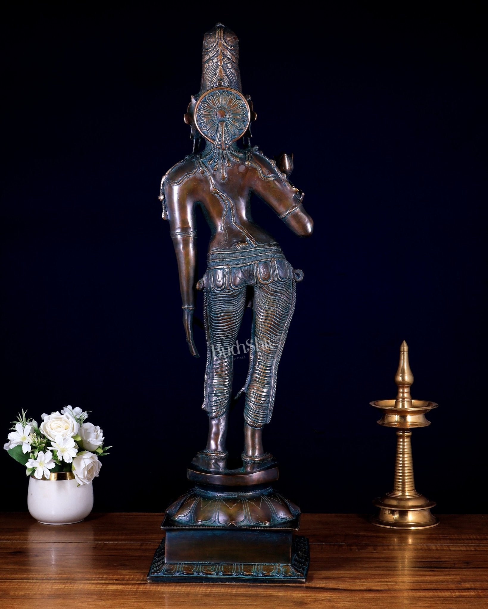 Pure Brass Bhoga Shakti Standing Uma Parvati Statue – bronze tone 29.5 inch - Budhshiv.com