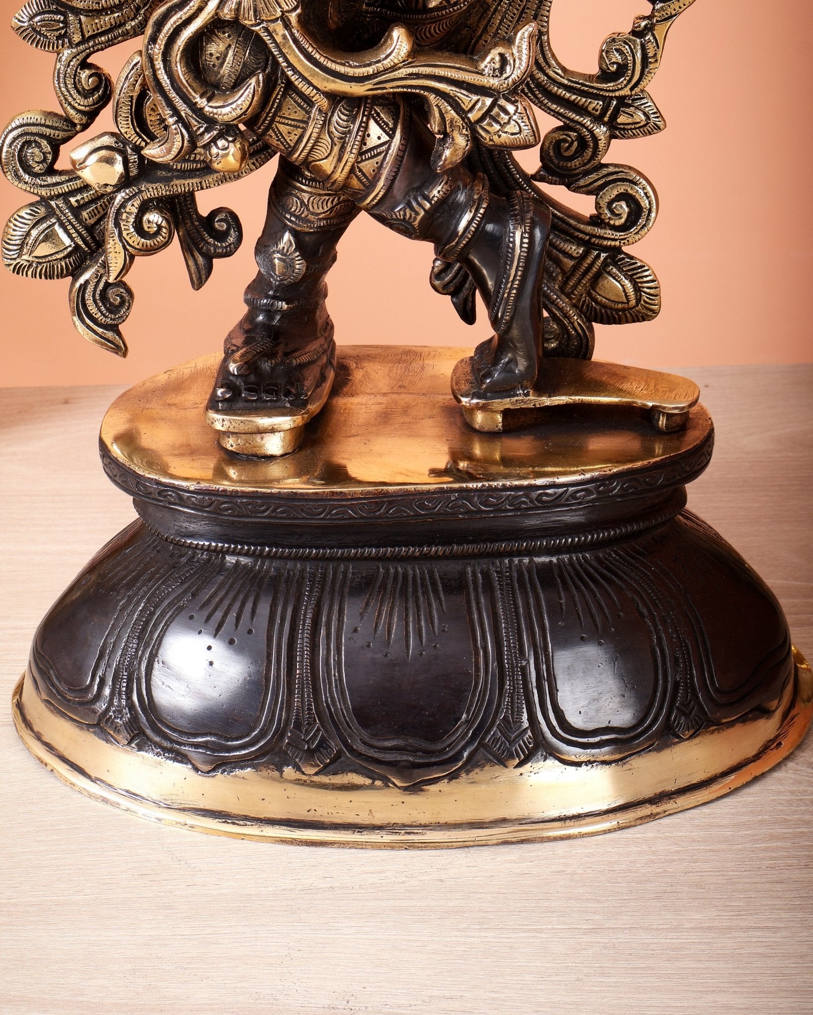 Pure Brass Black Krishna Statue – 22 inch Unique Stance & Divine Presence - Budhshiv.com