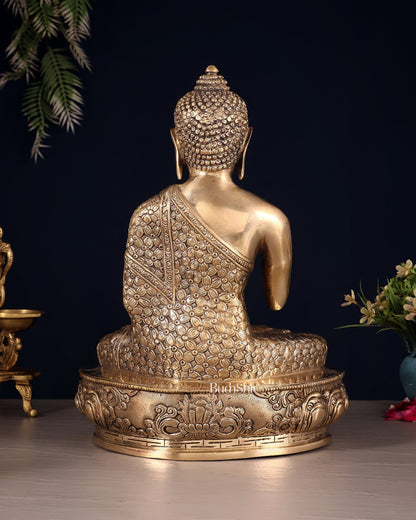 Pure Brass blessing Buddha Sculpture - 13" - Budhshiv.com