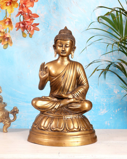Pure Brass Blessing Buddha Statue - 16 Inch - Budhshiv.com