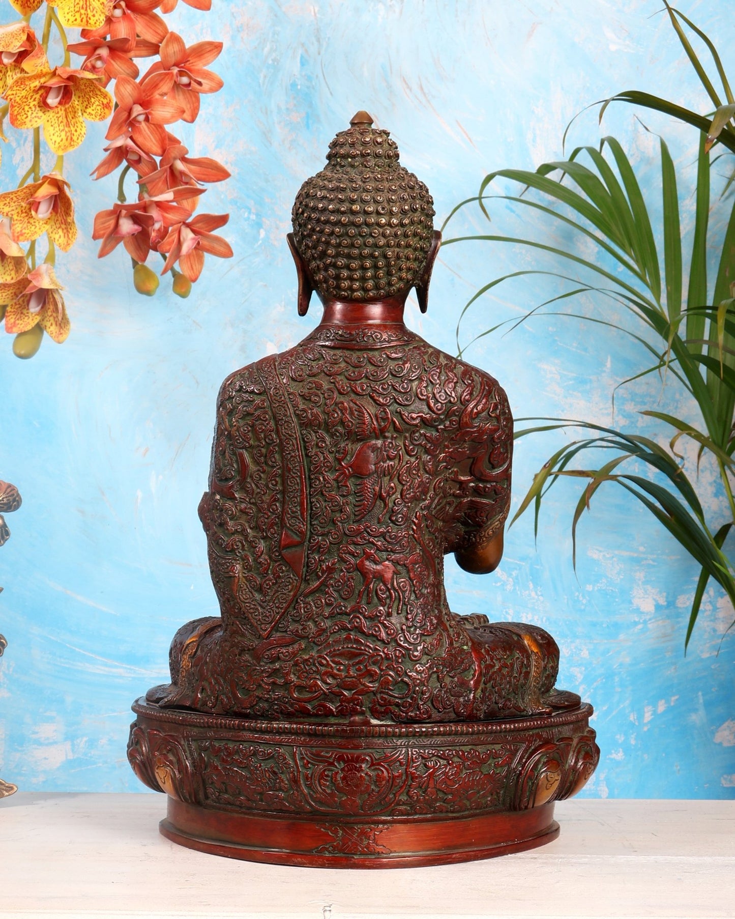 Pure Brass Blessing Buddha Statue - 17" Nepalese tone - Budhshiv.com