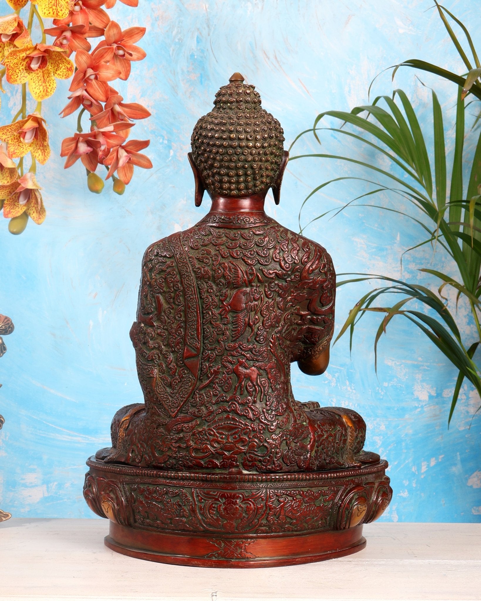 Pure Brass Blessing Buddha Statue - 17" Nepalese tone - Budhshiv.com