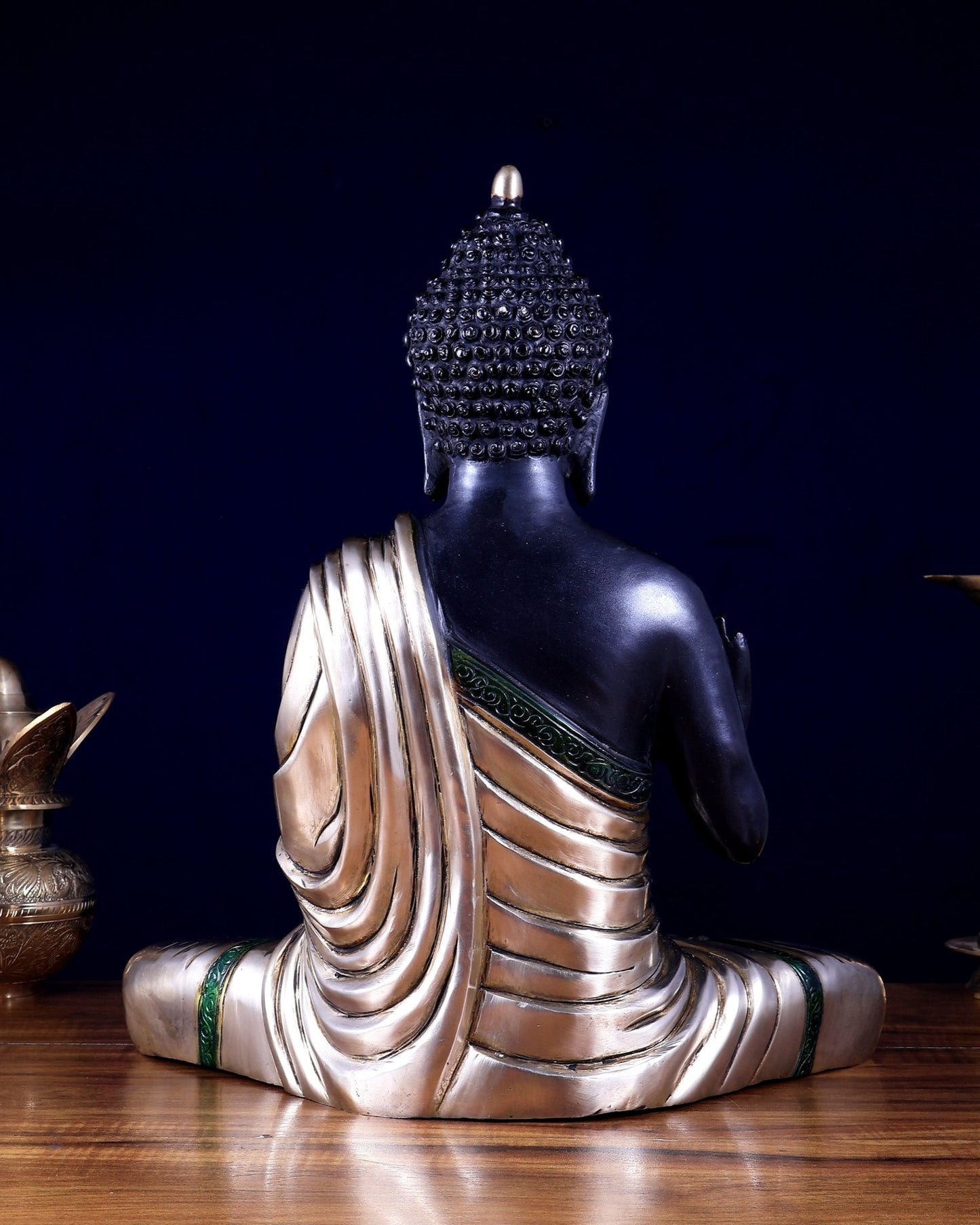Pure Brass Blessing Buddha Statue black finish – 15" - Budhshiv.com