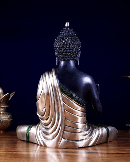 Pure Brass Blessing Buddha Statue black finish – 15" - Budhshiv.com