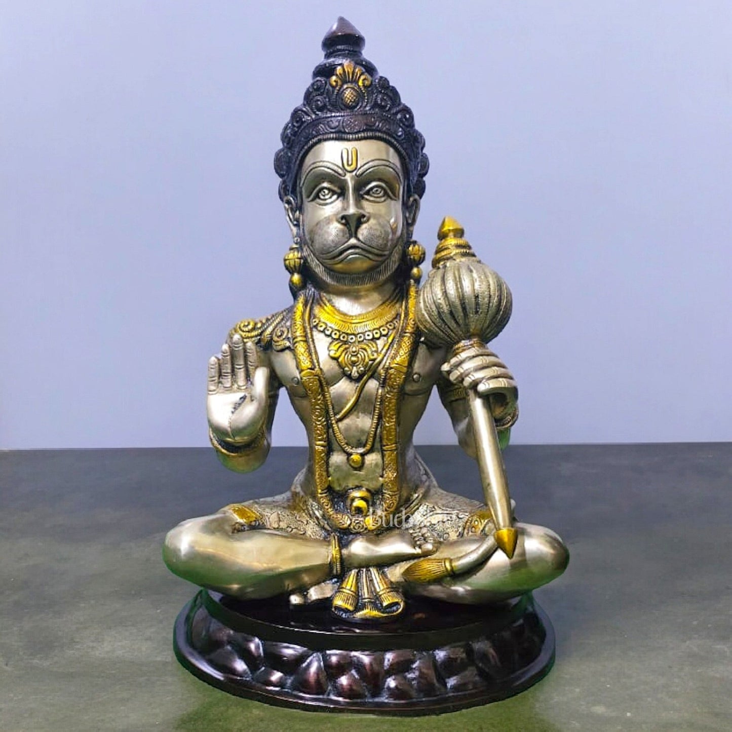 Pure Brass Blessing Hanuman Ji Statue | 15" - Budhshiv.com