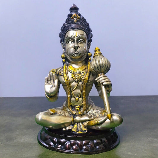 Pure Brass Blessing Hanuman Ji Statue | 15" - Budhshiv.com