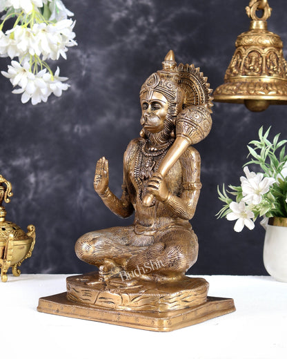 Pure Brass Blessing Hanuman Statue 11.5" - Budhshiv.com
