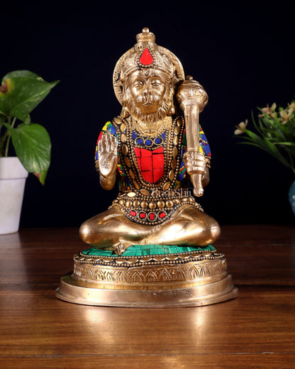 Pure Brass Blessing Hanuman Statue – 7.5 Inch - Budhshiv.com