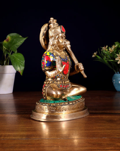 Pure Brass Blessing Hanuman Statue – 7.5 Inch - Budhshiv.com