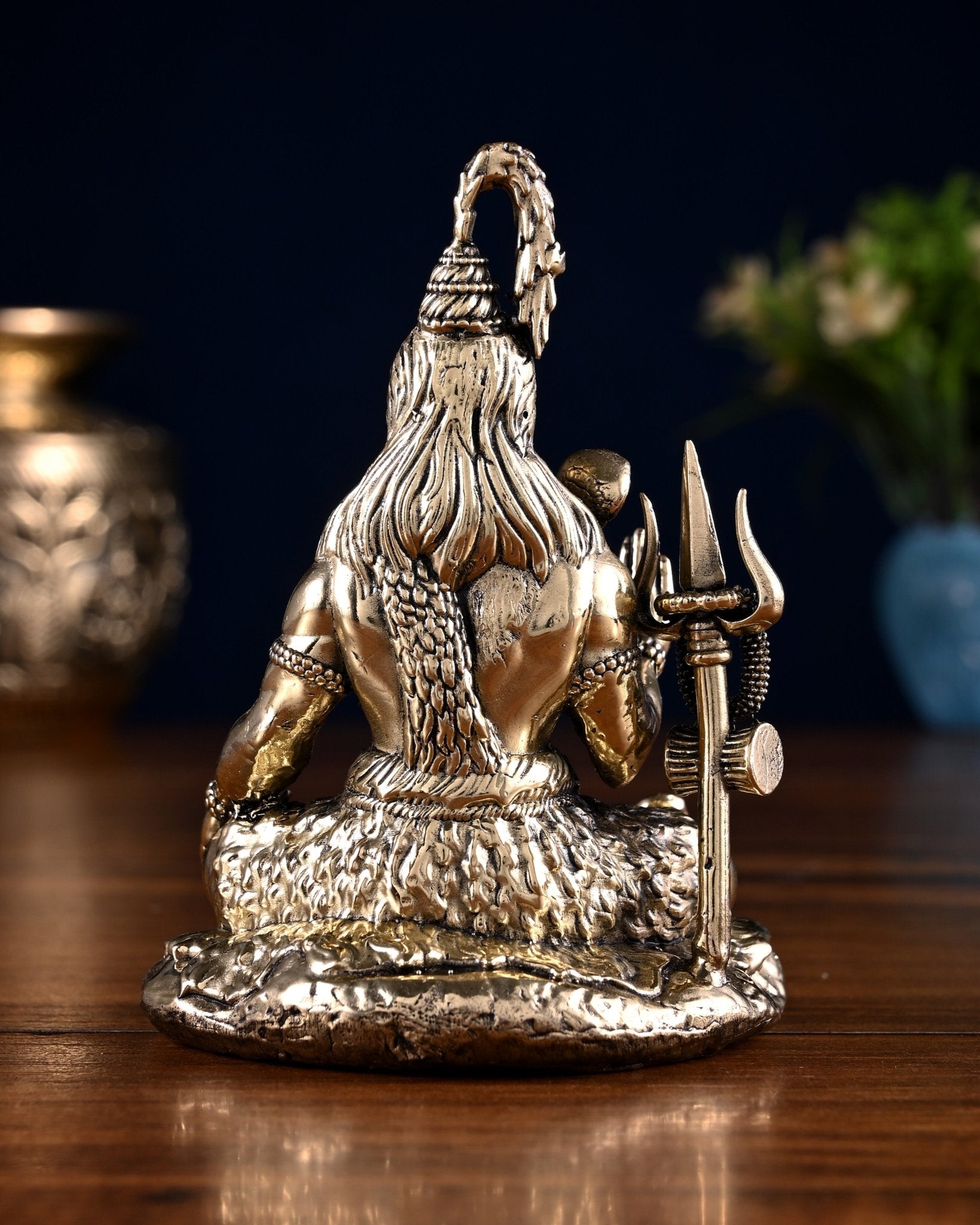 Pure Brass Blessing Lord Shiva Idol 4.5" - Budhshiv.com