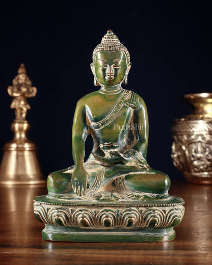 Pure Brass Buddha Bhumisparsha Nirvana Mudra Idol 5.5" - Budhshiv.com