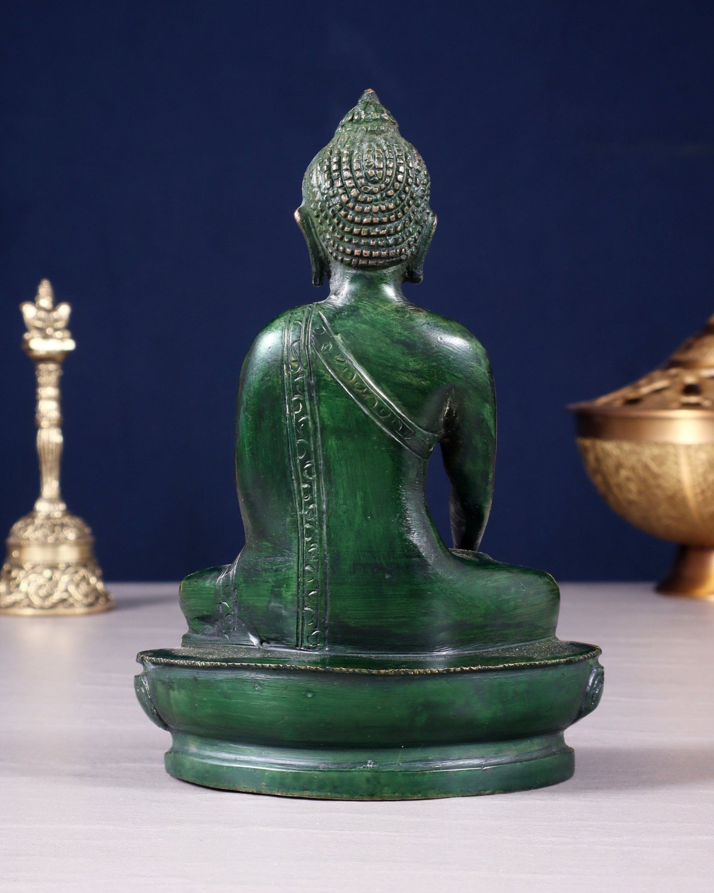 Pure Brass Buddha Bhumisparsha Nirvana Mudra Idol 5.5" - Budhshiv.com