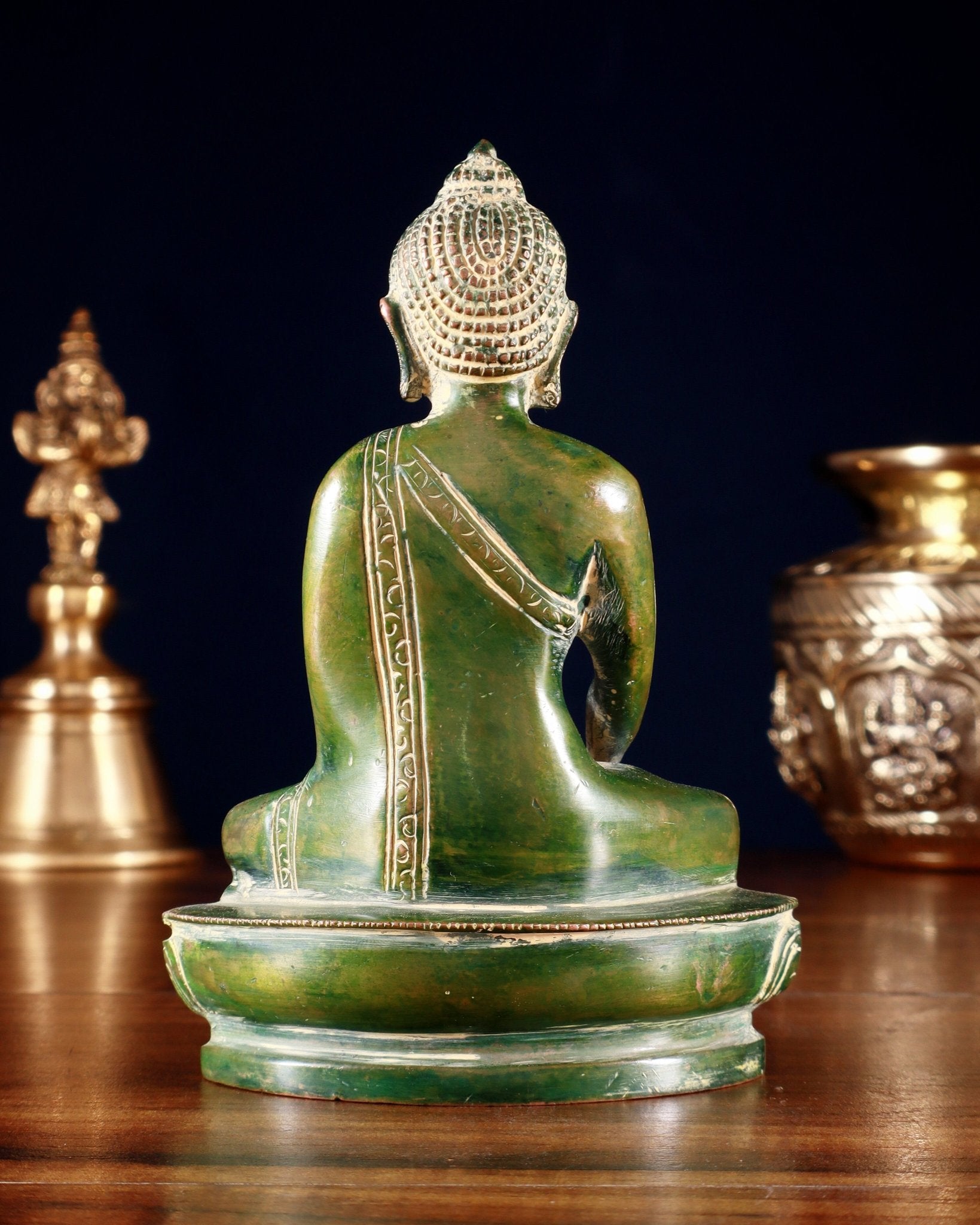 Pure Brass Buddha Bhumisparsha Nirvana Mudra Idol 5.5" - Budhshiv.com