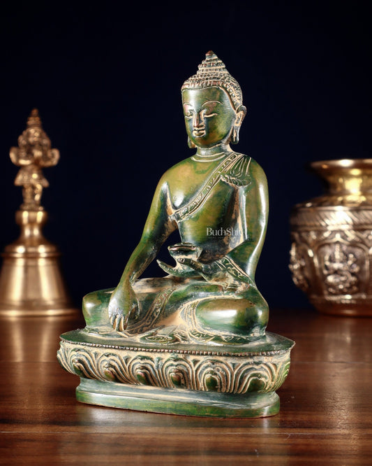 Pure Brass Buddha Bhumisparsha Nirvana Mudra Idol 5.5" - Budhshiv.com