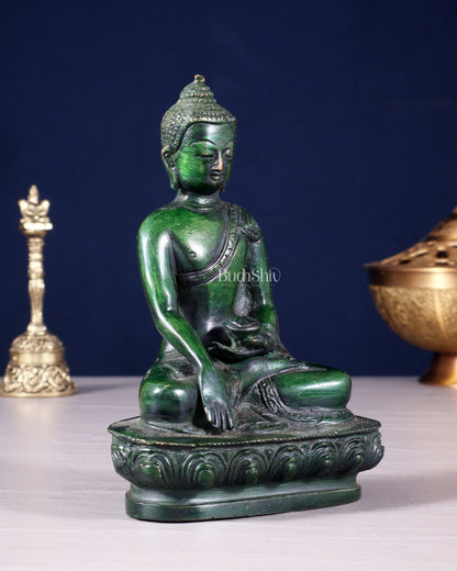 Pure Brass Buddha Bhumisparsha Nirvana Mudra Idol 5.5" - Budhshiv.com