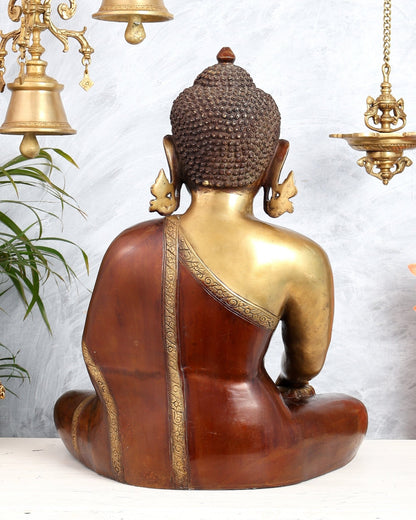Pure Brass Buddha in Bhumisparsha Mudra Statue - 21" | large size - Budhshiv.com
