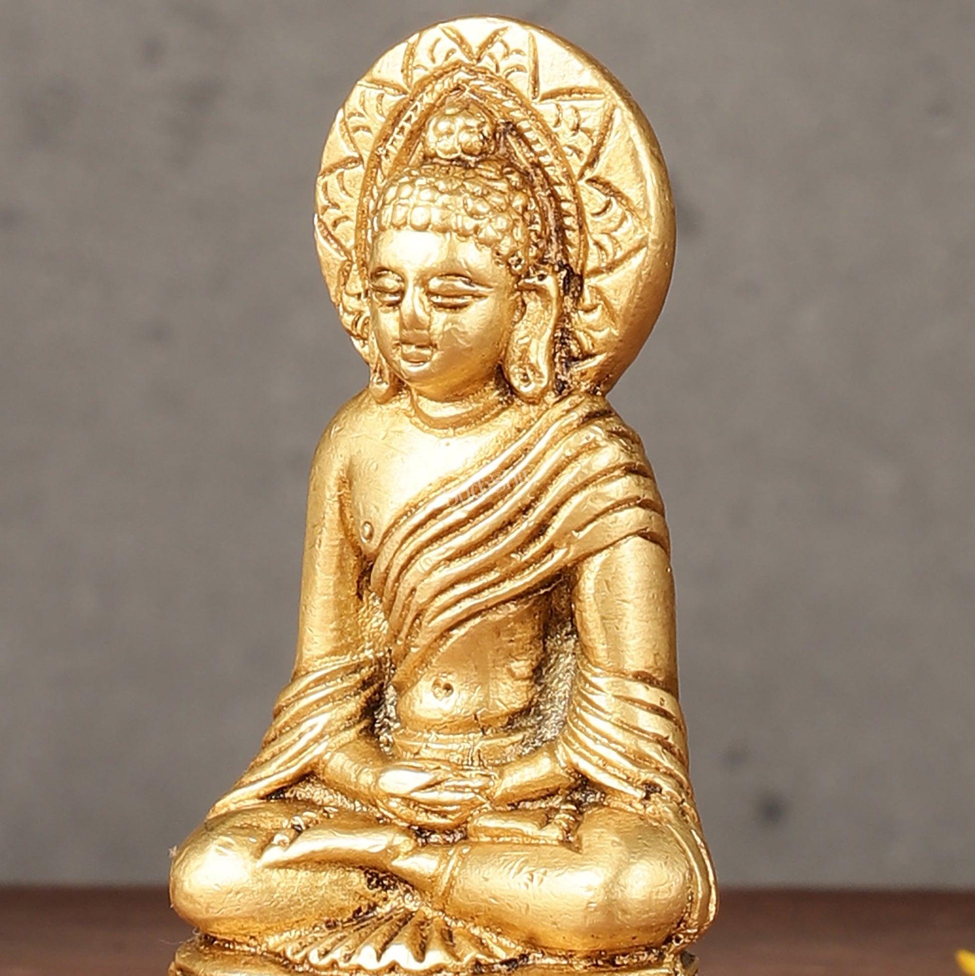 Pure Brass Buddha in Meditation Miniature Idol 4 inch - Budhshiv.com