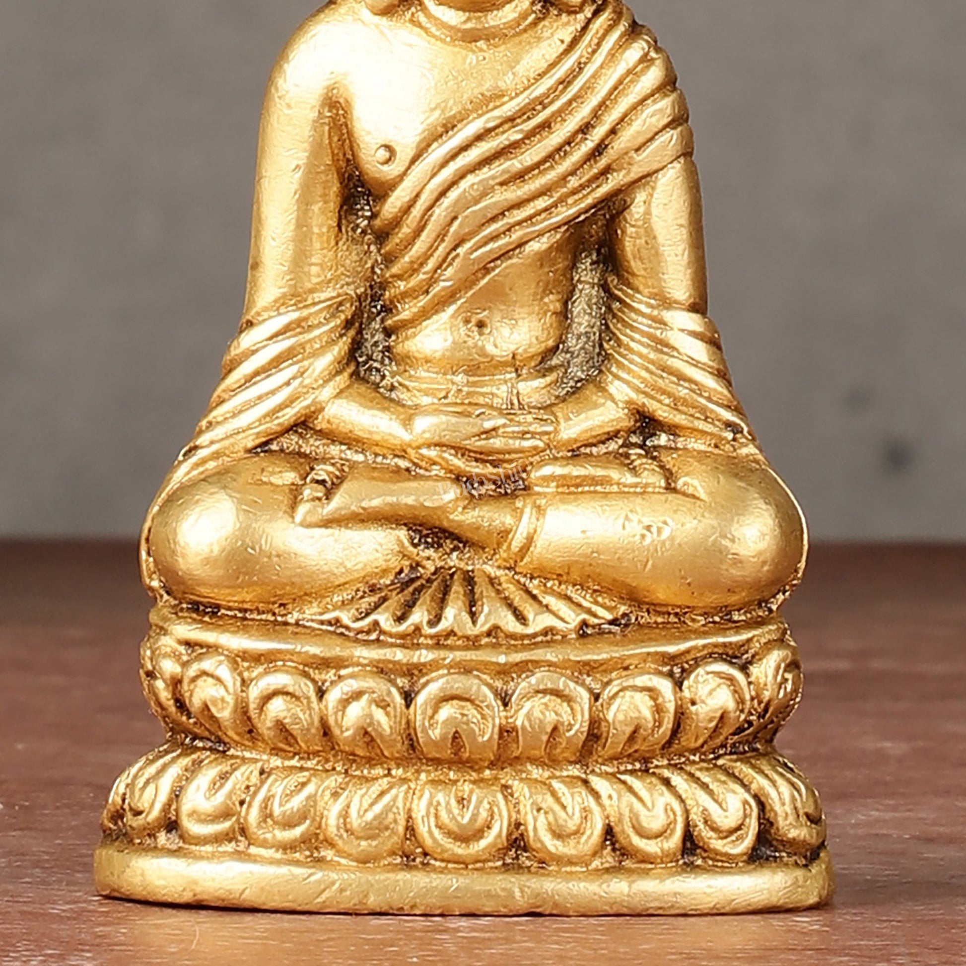 Pure Brass Buddha in Meditation Miniature Idol 4 inch - Budhshiv.com