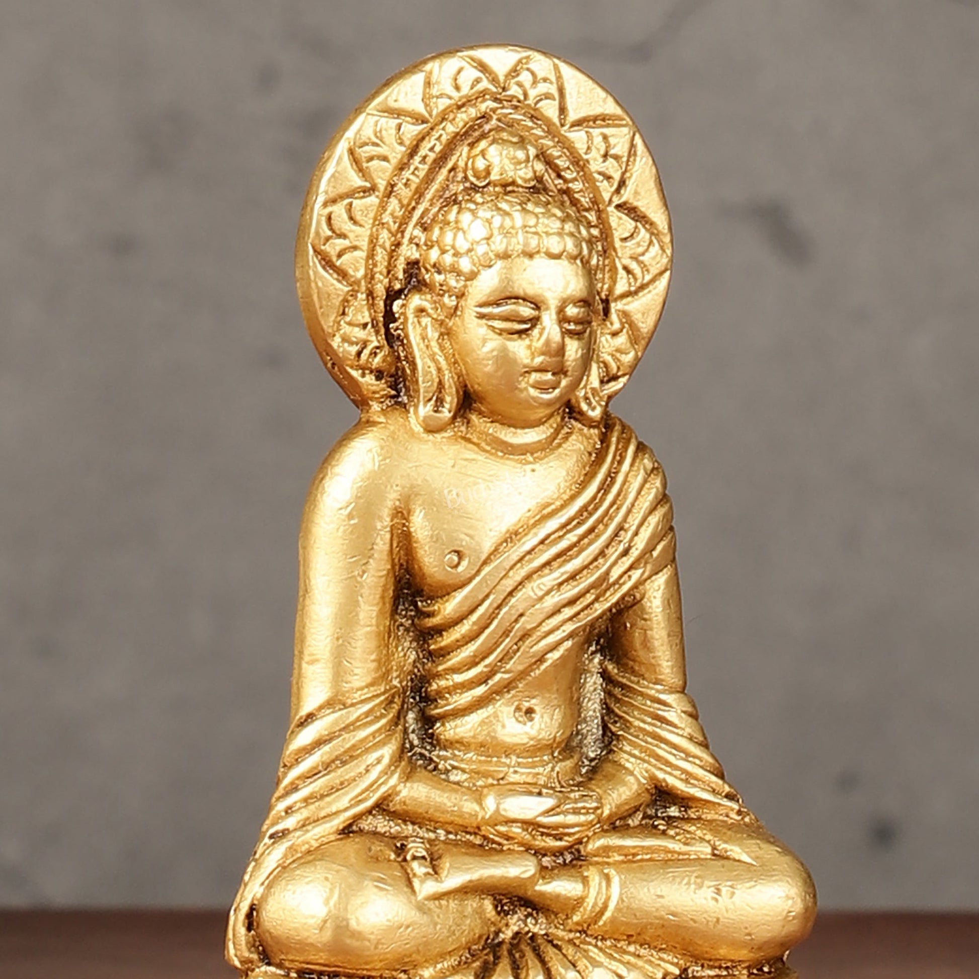 Pure Brass Buddha in Meditation Miniature Idol 4 inch - Budhshiv.com