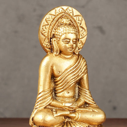 Pure Brass Buddha in Meditation Miniature Idol 4 inch - Budhshiv.com