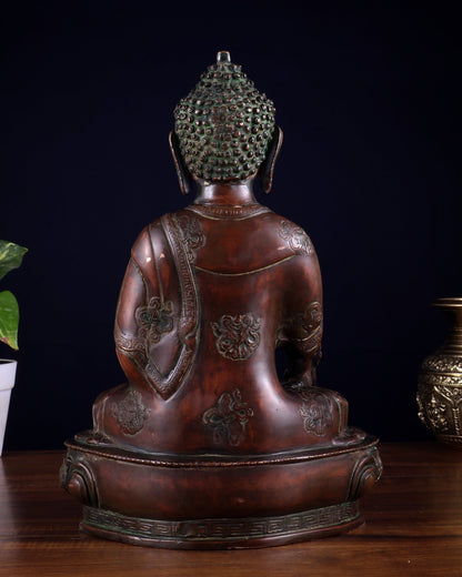 Pure Brass Buddha statue - 12" Height - Budhshiv.com