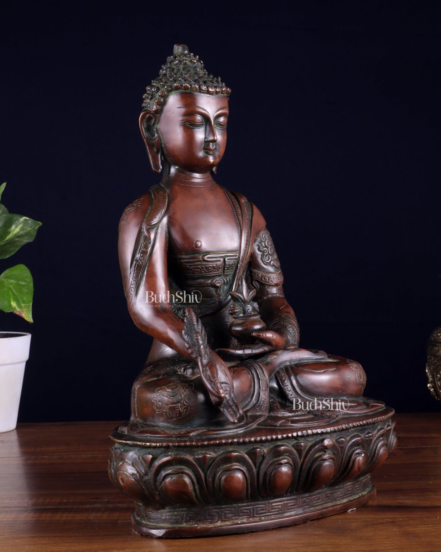 Pure Brass Buddha statue - 12" Height - Budhshiv.com
