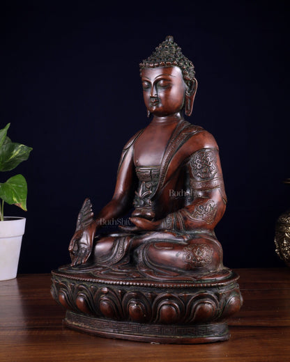 Pure Brass Buddha statue - 12" Height - Budhshiv.com