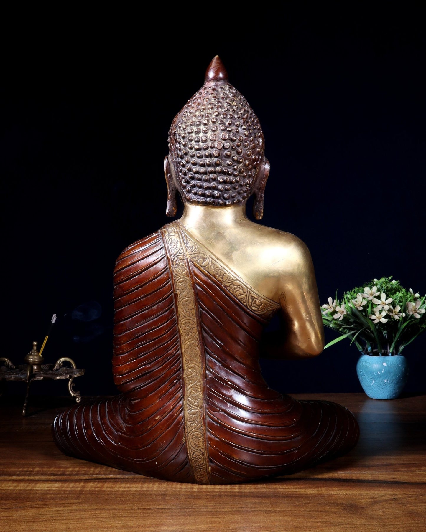 Pure Brass Buddha Statue 14 inch dual tone - Budhshiv.com