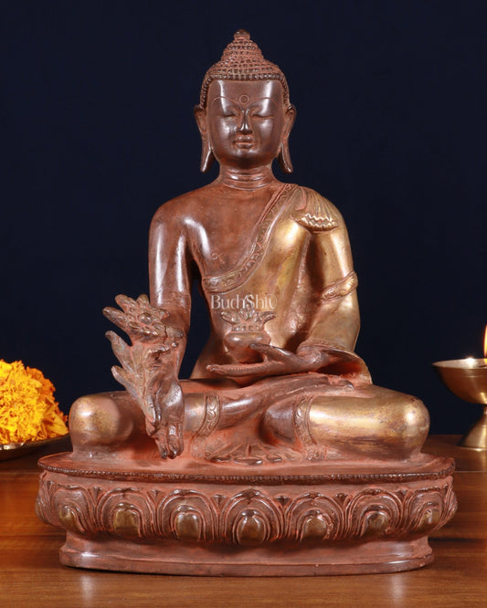 Pure Brass Buddha Statue healing - 9.5" - Budhshiv.com