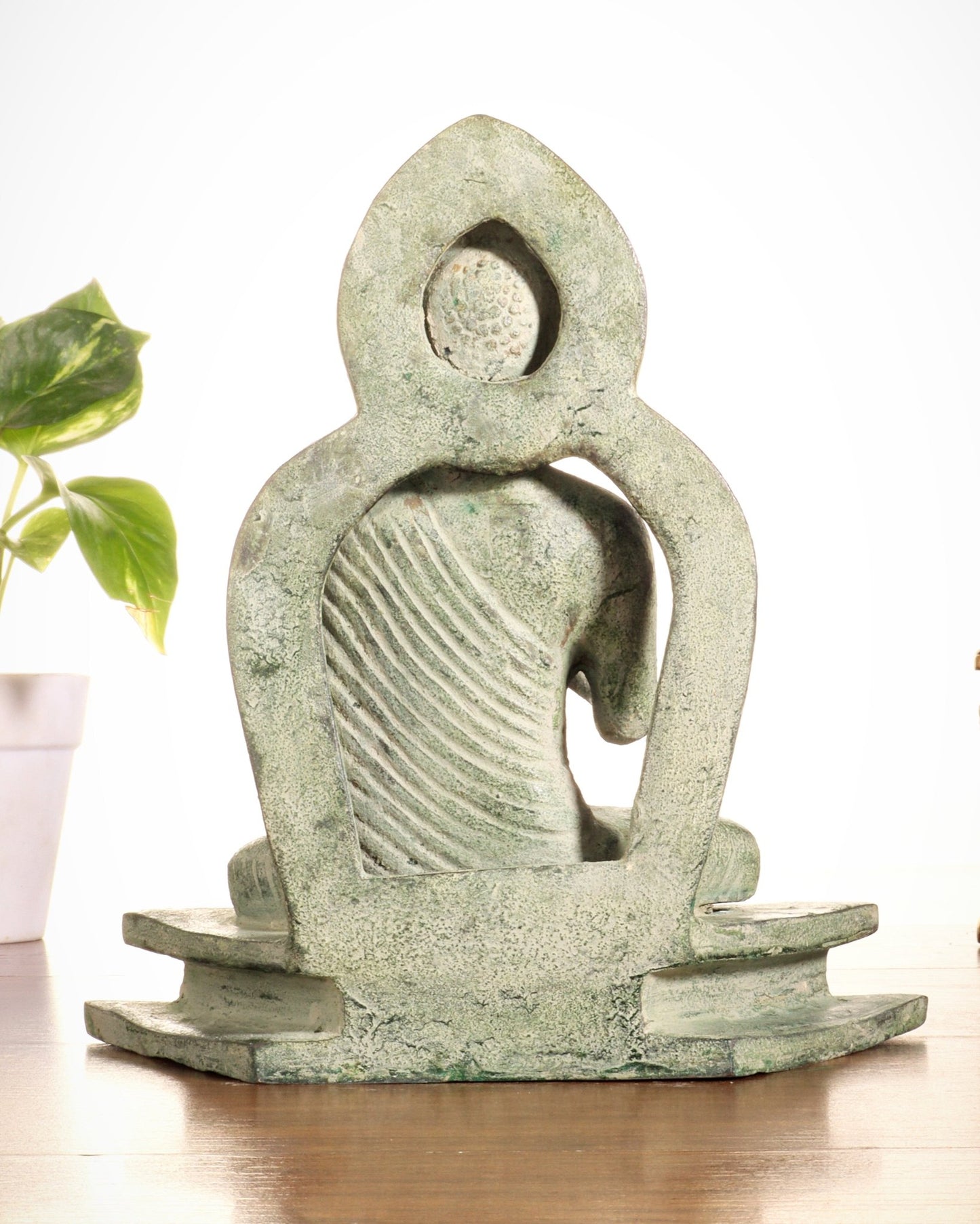 Pure Brass Buddha Statue – Sand Finish Patina 7.7" - Budhshiv.com
