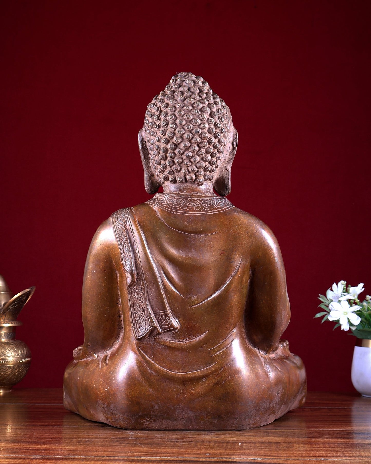 Pure Brass Buddha with medicine bowl 16 " bronze finish - Budhshiv.com
